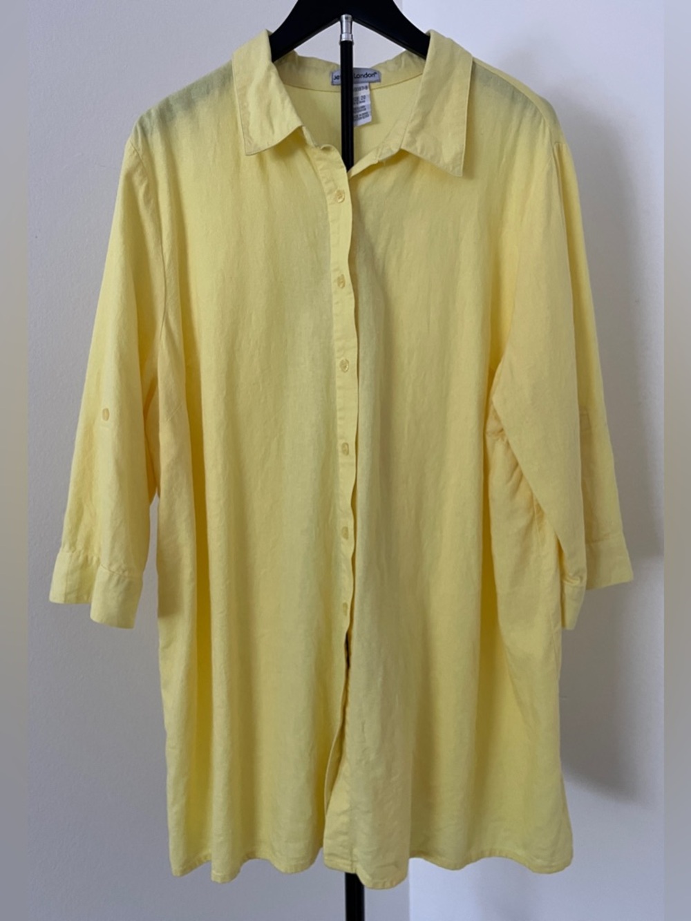 🌼 Jessica London Sunshine Yellow Linen-Blend Tunic | Size 20